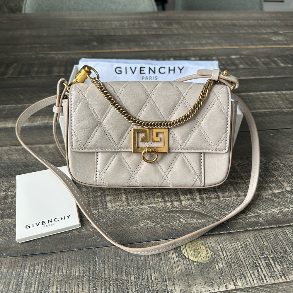 GIVENCHY GV3 Quilted Mini Pocket Leather Convertible Bag in Beige